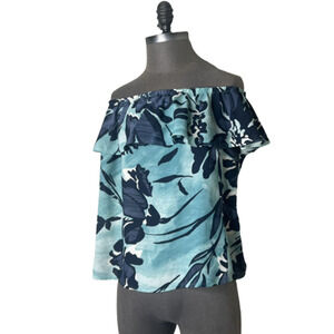 Maeve Anthropologie Islander Ruffle Off The Shoulder Tropical Print Blouse Small